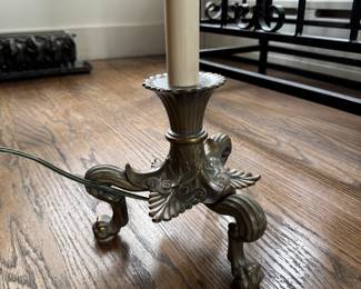 Pair of Ethan Allen Empire Style Table Lamps with Silk Shades. Each Measures 34" H. Photo 4 of 4.