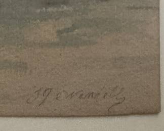 English Harbor Watercolor, Signed by Artist. Measures 10" W x 7.5" H; 20.5" W x 18" H Overall. Photo 2 of 2.