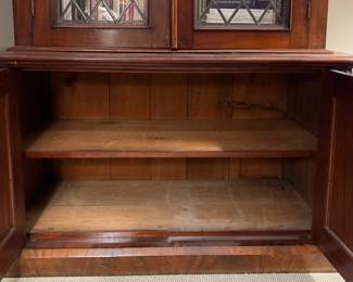 Antique Flame Mahogany Bookshelf / Cabinet. Measures 49" W x 18" D x 89" H. Photo 3 of 3.