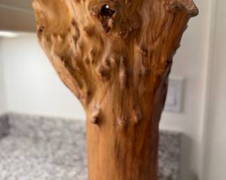 Burl Wood Vase. Measures 19" H x 15" W. Photo 1 of 2.