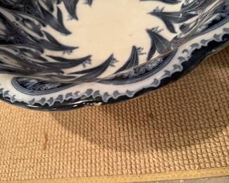 Vintage Maddock Sons Triumph Pattern Flow Blue Wash Basin. Measures 17" D x 6" H. Photo 2 of 4.