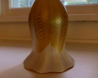 Quezal Art Glass Lamp Shade. Measures 6" H x 5" D. Photo 1 of 3.