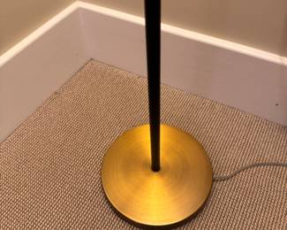 Gilt Metal Floor Lamp with Ebony Shade - 2 Available. Each Measures 62" H. Photo 2 of 3.