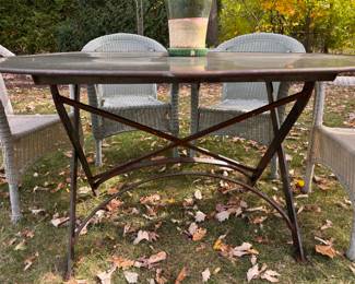 60" Round Zinc Top Table with Wrought Iron Base. Photo 3 of 3. 