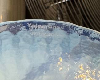 Signed Murano Yalos Casa Opalescent Glass Footed Cake Stand -- 2 Available. One Measures 12" D; One Measures 10" D. Photo 4 of 4.