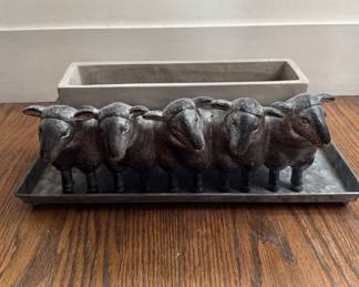 Sheep Planter with Under Plate. Measures 13" W x 7" D x 6" H. Photo 1 of 2.