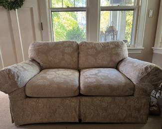 Bernhardt Apartment Sofa. Had Some Fraying on Back Right Edge of Frame. Measures 58" W x 38" D. Photo 1 of 6.