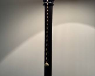 Black Metal Table Lamp with Silk Shade - 2 Available. Each Measures 34" H. Photo 2 of 3.