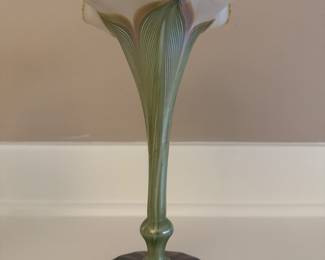 Tiffany Studio Favrile Glass Vase with Pulled Feather Design. Photo 1 of 2.