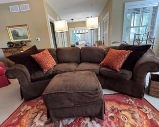 Four-Seat Curve-Back Sofa with Down-Filled Cushions. Would be an amazing recovered. Ask us for resources! Measures 124" W x 36" D. Photo 2 of 4.