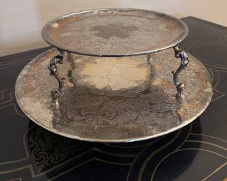 Silver Plate  Lazy Susan Two-Tiered Pastry Stand. Photo 2 of 3.