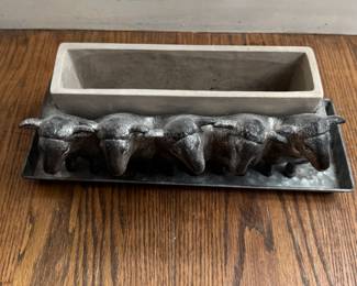 Sheep Planter with Under Plate. Measures 13" W x 7" D x 6" H. Photo 2 of 2.