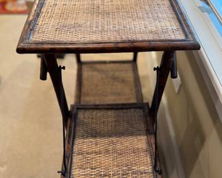 English Burnt Bamboo Side Table. Measures 34" W x 16"  D x 32" H. Photo 3 of 3.