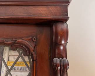 Antique Flame Mahogany Bookshelf / Cabinet. Measures 49" W x 18" D x 89" H. Photo 2 of 3.