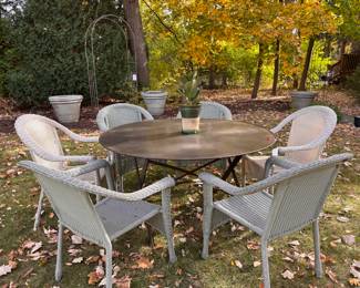 60" Round Zinc Top Table with Wrought Iron Base. Photo 1 of 3. 