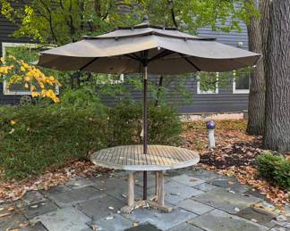 Teak Table with Umbrella.