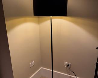 Gilt Metal Floor Lamp with Ebony Shade - 2 Available. Each Measures 62" H. Photo 1 of 3.