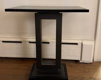 Metal and Ebonized Wood Side Table with Gold Trim - 2 Available. Each Measures 13" x 22" x 25" H. Photo 1 of 4.
