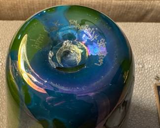Vintage Iridescent Heavy Glass Vase. Photo 3 of 3.
