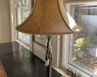 Art Nouveau Bronzed Metal Table Lamp. Measures 29" H. Photo 1 of 3.