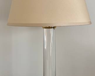 (2) Restoration Hardware Acrylic Pillar Brass Base Lamps