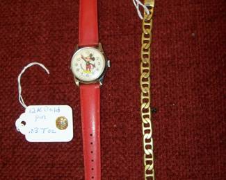 Mickey Mouse Watch Gold Bracelet