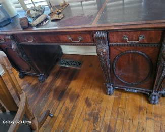 Impressive desk or credenza,  carved