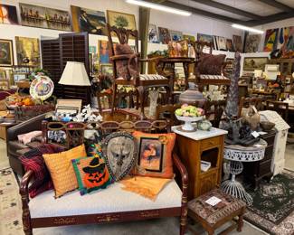 Love seat with Halloween items