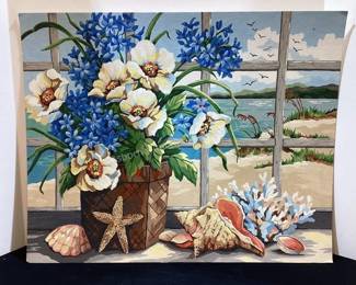 Several paint by number pictures