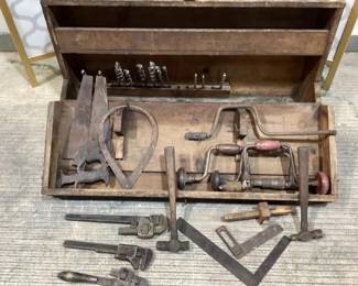 Antique tools in toolbox