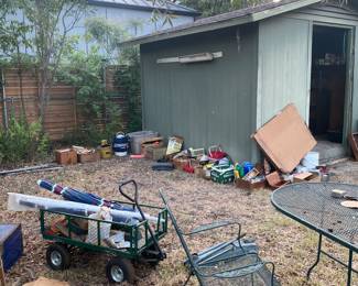 Lots of boxes of vintage camping gear, tools , hardware etc pulled out of the shed.  Bring your gloves and use caution when digging!  Bring your own box and fill it up !