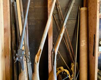 THE GUNS ARE NOT FUNCTIONAL.  Some are antiques with the parts removed and some are just wood.  They were previously used in training excercises.