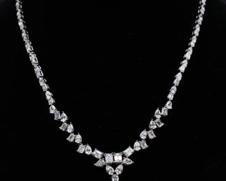 New & Stunning! 15 Carat Diamond Necklace in 14k White Gold