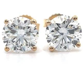2 Carat Diamond Solitaire Stud Earrings in 14K Yellow Gold
