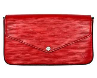 Louis Vuitton Red Epi Leather Wallet on Chain