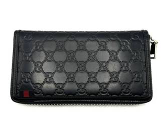 Gucci Black Microguccissima Zip Wallet with Box and Cards