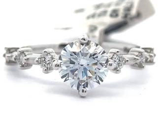 NEW! 0.24 Carat Natural Diamond Hidden Halo Icicle Ring in 14k White Gold