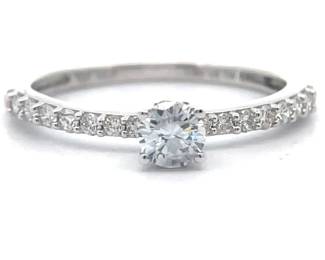 0.50 Carat Diamond Solitaire Pavé Ring in White Gold