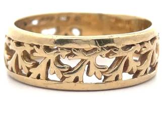 Vine Leaf Trellis Filigree Ring in Yellow Gold