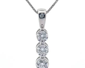 0.50 Carat Diamond Three-Stone Linear Pendant in White Gold