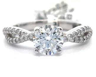 NEW! 0.27 Carat Diamond Pavé Split Infinity Shoulder Shank Ring in 14k White Gold
