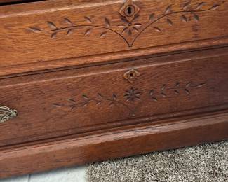 #32 - $450 - Early American antique cabinet with mirror 45x20x80
