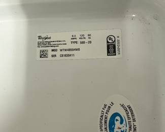 #63 - $200 - Whirlpool washer model # WTW4855HWO