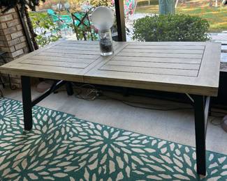 #17 - $190 - Farm style table composite with metal base/legs 70Wx35x28T