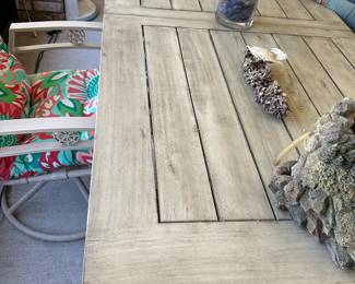 #17 - $190 - Farm style table composite with metal base/legs 70Wx35x28T
