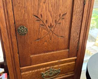 #32 - $450 - Early American antique cabinet with mirror 45x20x80