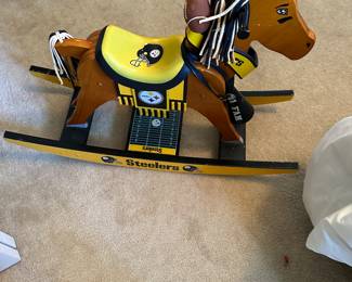 #31 - $100 -  Steelers themed wood rocking horse 37x11
