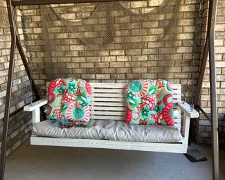 #19 - $220 - Wood bench swing with metal frame 76x26x67
