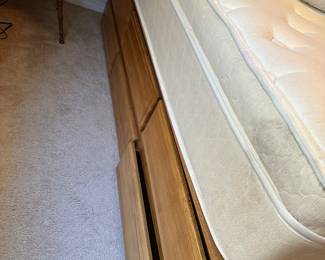 #25 - $150 - King size oak wood drawers(12) bed base -mattress optional - 