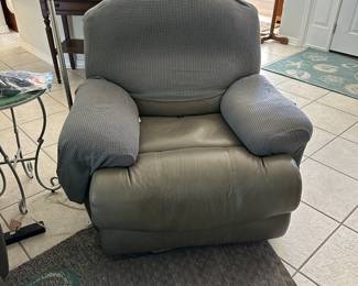 #6 - $150 - Leatherette grey recliner single manual as is
